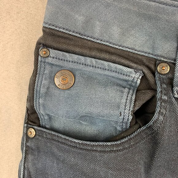 G Star Raw Mens Pants 33 Blue Black Colorblock Denim Jeans Arc 3D Slim 33x32 - Picture 5 of 15